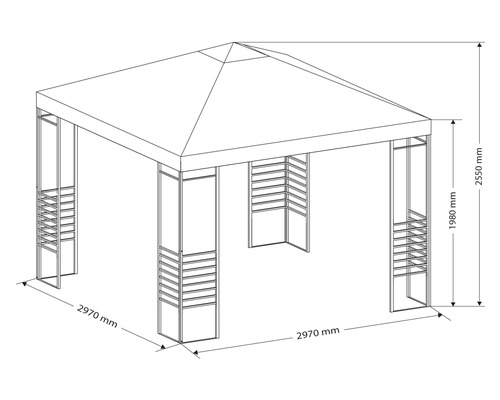 Paviljoenontwerp, 3x3x2,55 m, polyester, roodbruin