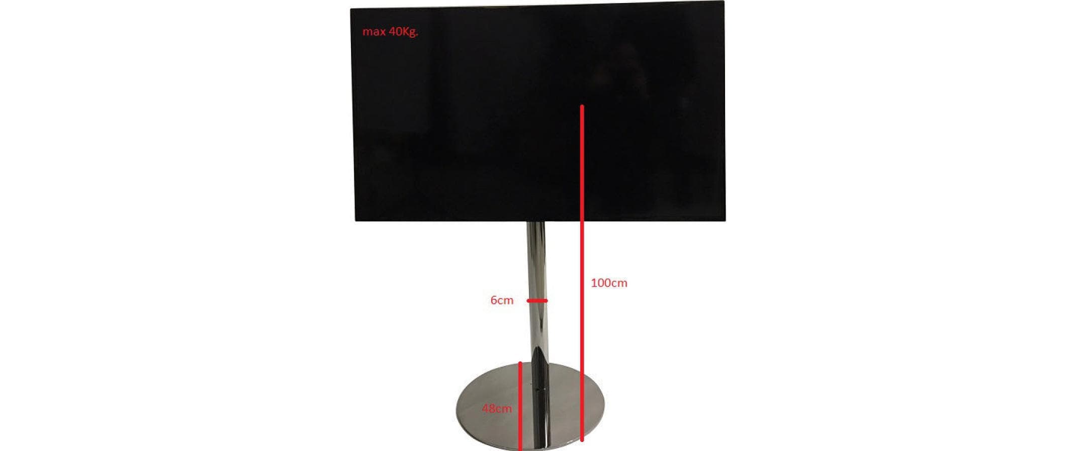 Standfuss Edelstahl / Chrom<br>TV Ständer Edelstahl Chrom – 100 cm hoher Ständer für TVs bis 40 kg
