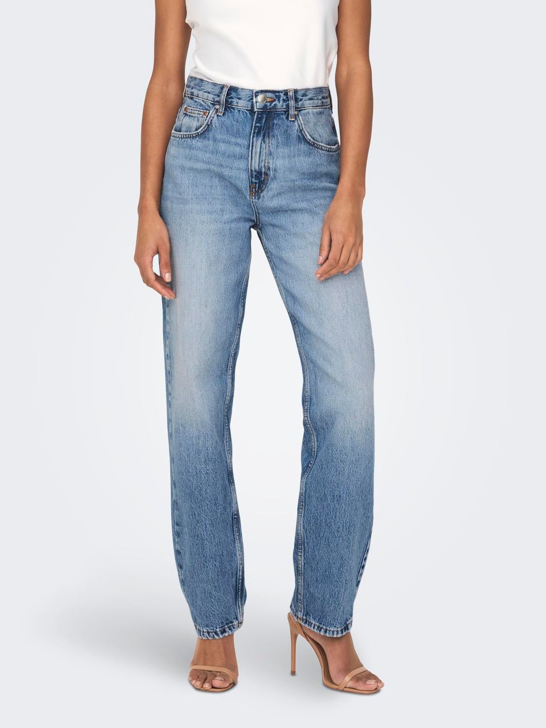 ONLROBYN Hohe Taille Gerade geschnitten Jeans Medium Blue Denim