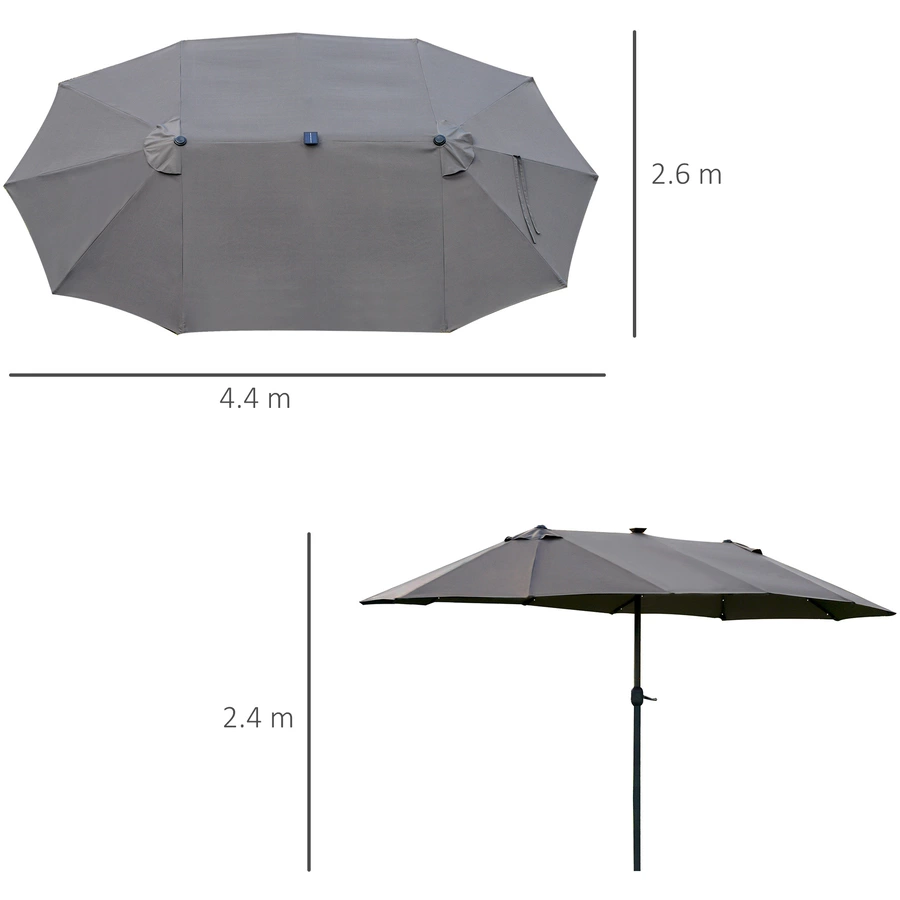 Outsunny Sonnenschirm Mit Solar-LED-Leuchte dunkelgrau