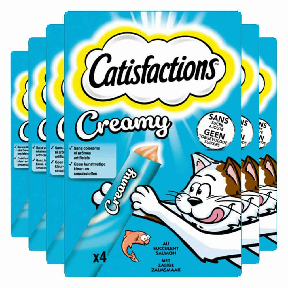6x Catisfactions Kattensnack Zalm Creamy4 x 10 gr