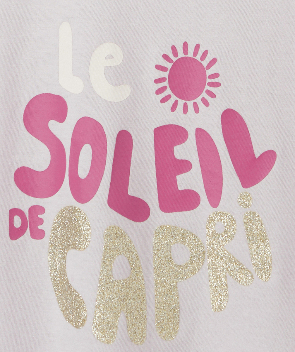 T-SHIRT FILLE EN FIBRES RECYCLÉES PARME AVEC MESSAGE ROSE