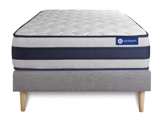 Ensemble matelas Ressorts ensachés et Mémoire de forme ACTIFLEX ERGO 90x190 Maxi épaisseur 5zones confort + sommier KIT gris