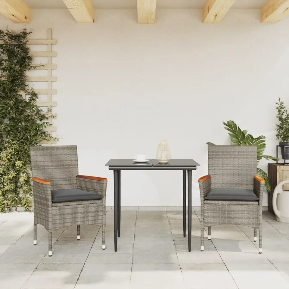 vidaXL - Tuinstoelen - Kussens - Grijs - Poly rattan - 2 stuks