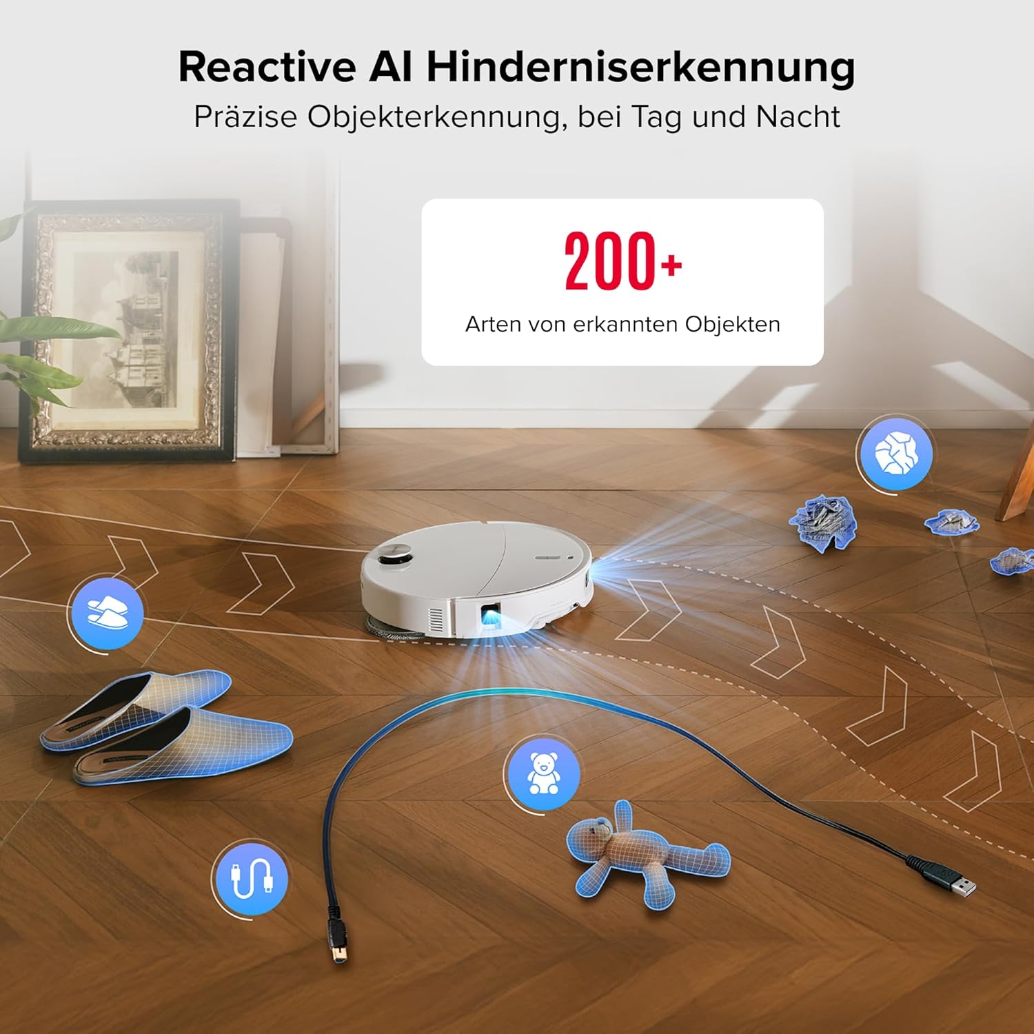 roborock Qrevo Curv 2 Pro Saugroboter mit Wischfunktion&Hebarem Wischmopp, 25.000 Pa HyperForce Saugkraft, Dual Anti-Tangle-System, 100°C Heißwasser-Moppwäsche, Reactive Al-Hinderniserkennung (Weiß)