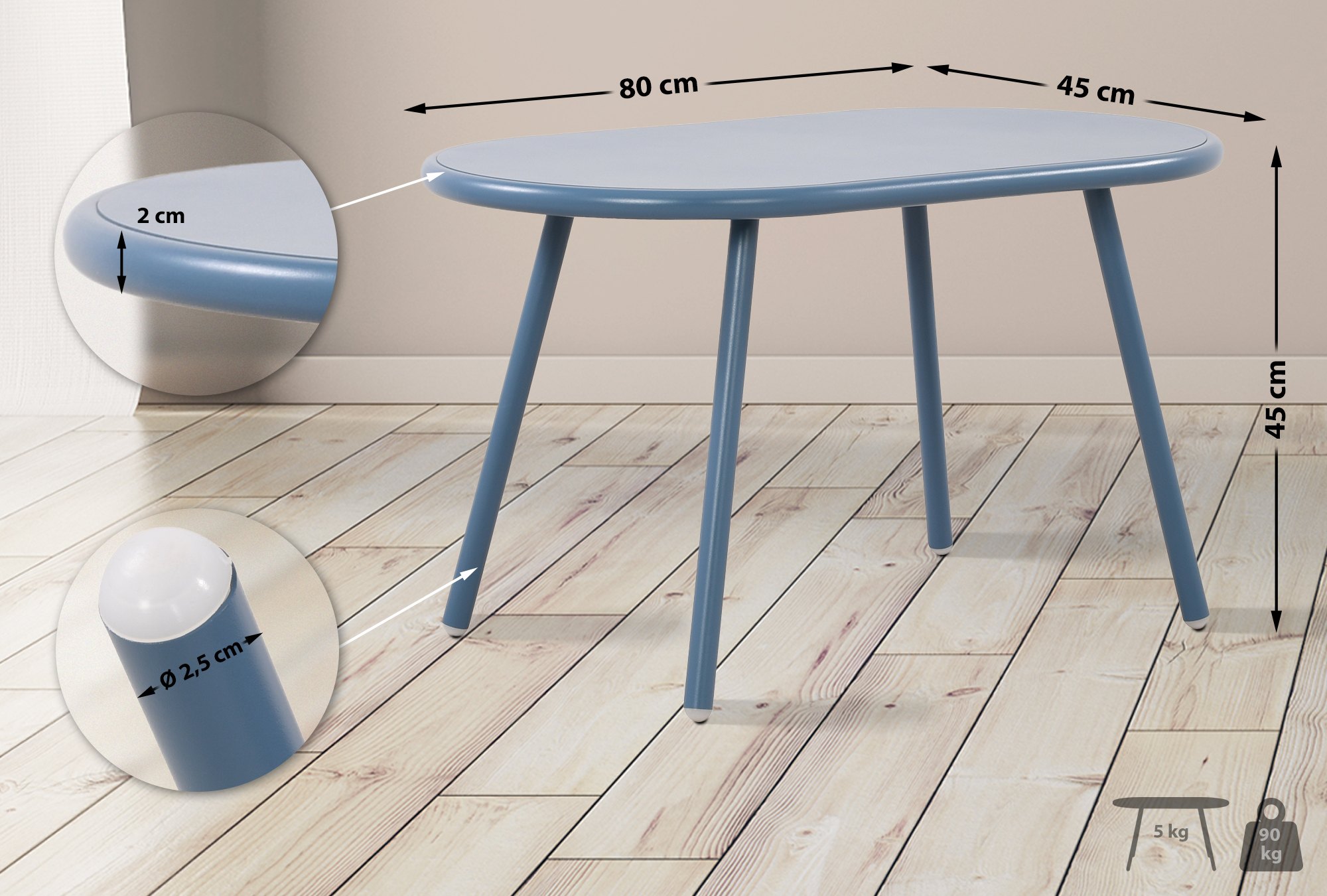 CLP Couchtisch Velva I Ovaler Loungetisch für draußen und drinnen I Gartentisch wetterfest und UV-beständig I Outdoor Beistelltisch