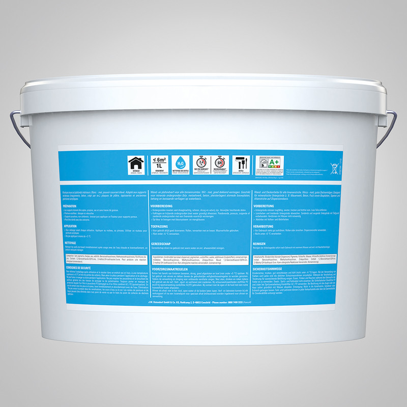 Muurverf latex acryl mat 10L wit