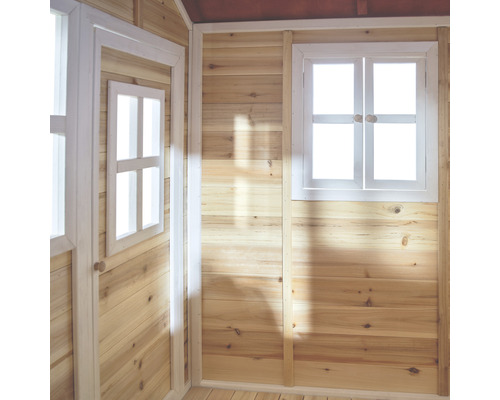 EXIT Loft 500 paalwoning, 328 x 185 x 255 cm, natuurlijk hout, met zandbak en glijbaan