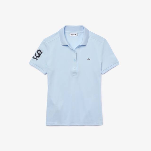 Polo Lacoste x Club Med en coton uni Manches Courtes - Bleu - Lacoste - Femme