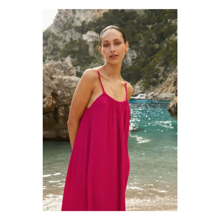 Alma Deia Robe Longue Dos Nu en Viscose | Rose fuschia