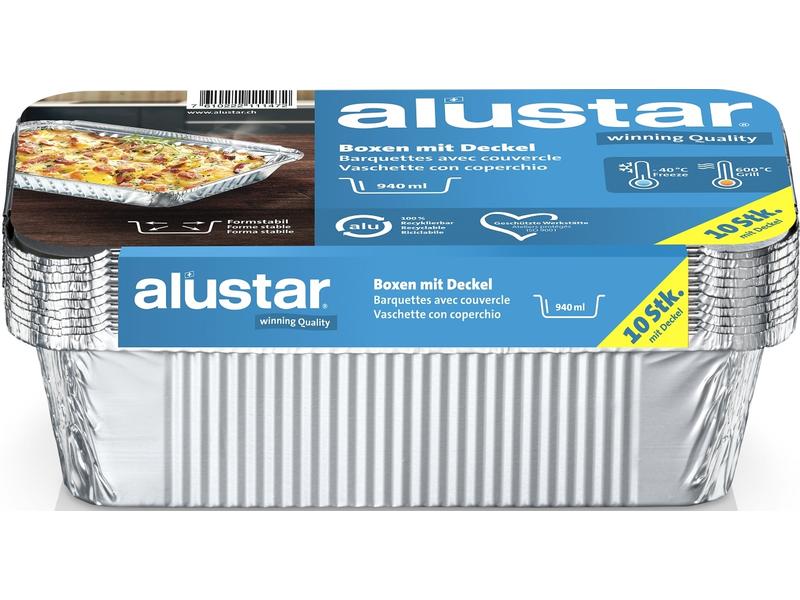 Alustar Grillschale mit Deckel 21 x 11 x 5.4 cm, 10 Stück Boxen aus Aluminium mit Deckel