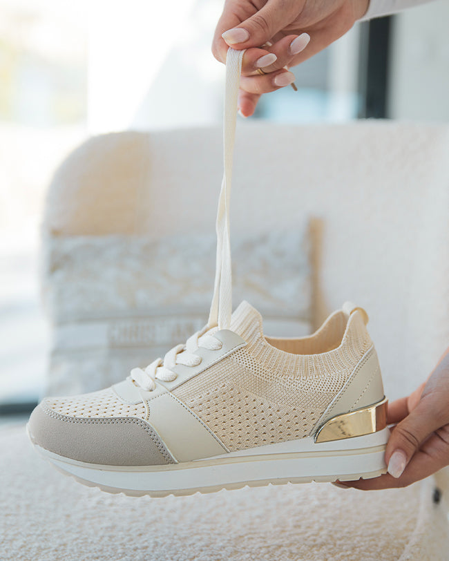 Basket femme beige sport tissus - Cinzia