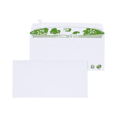 GPV Green - 200 Enveloppes recyclées DL 110 x 220 mm - 80 gr - sans fenêtre - blanc - bande adhésive ouverture rapide
