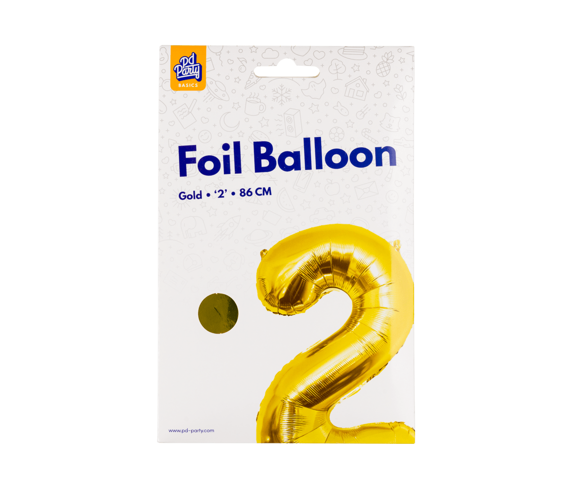 2 Jaar Cijfer Ballon Goud Leeg 86cm