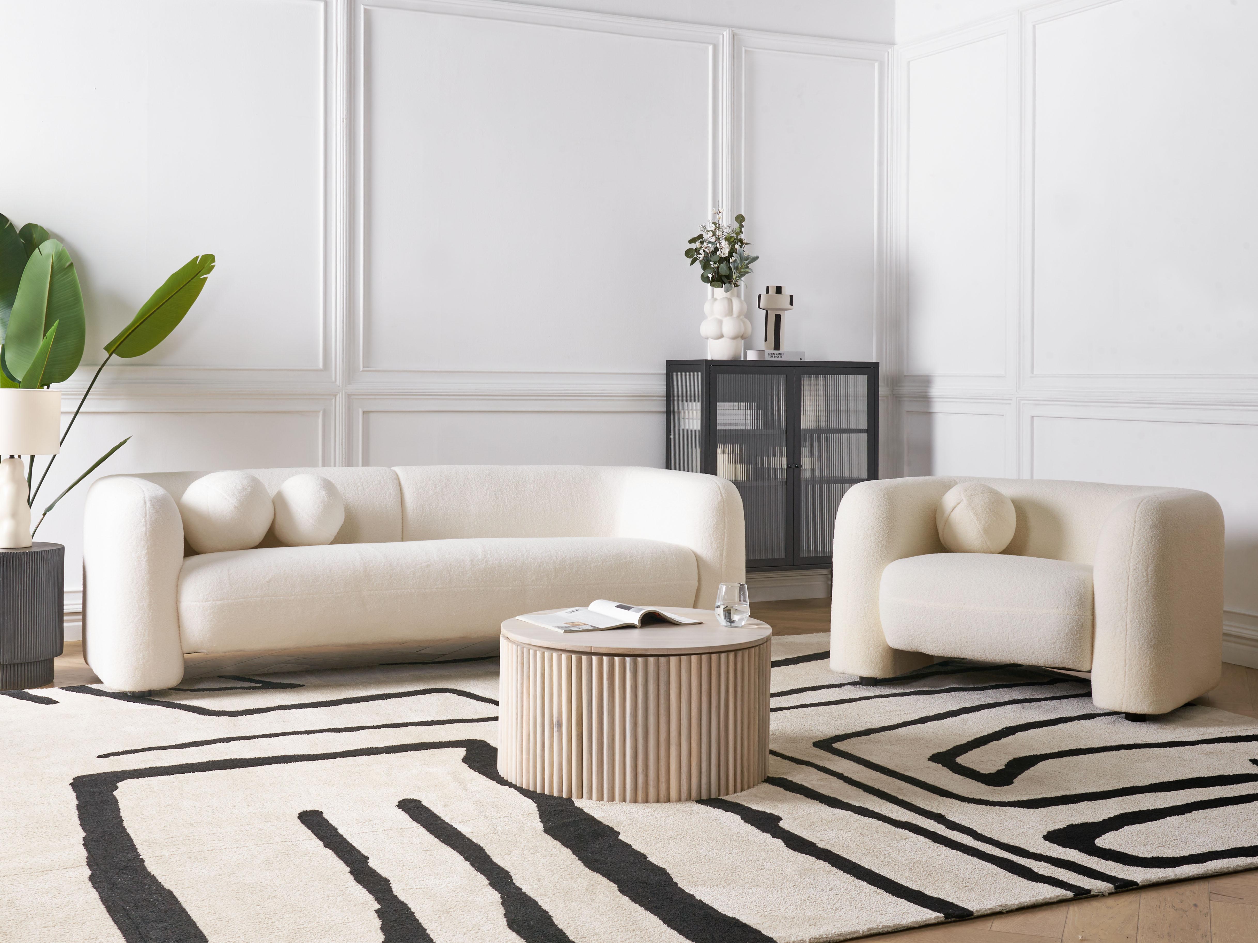 Fauteuil LEIREN Bouclé Wit