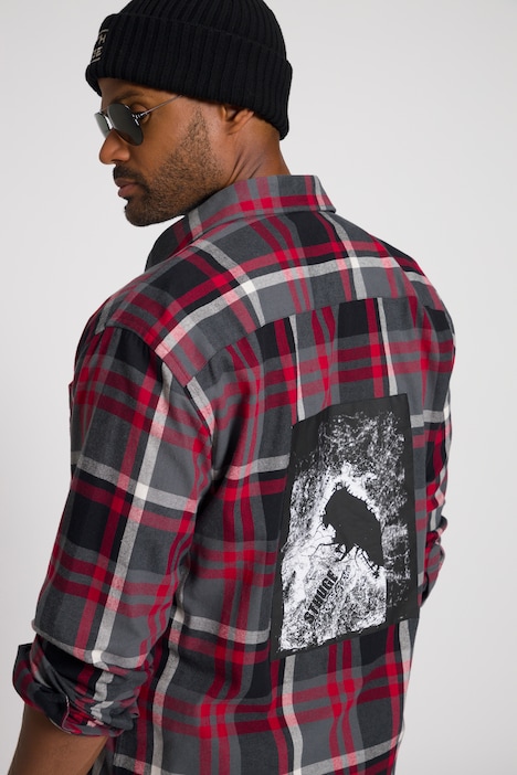 STHUGE Karohemd, Langarm, Flanell, Modern Fit, Kentkragen, Rücken Print, bis 8 XL