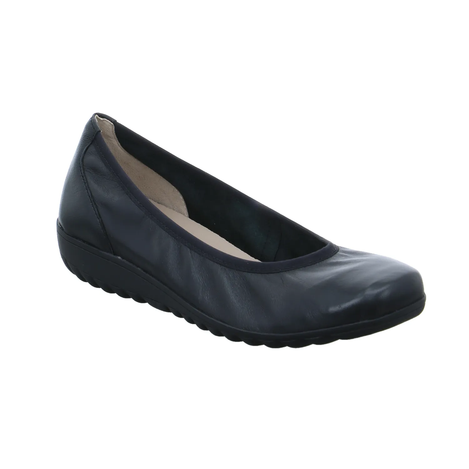 CAPRICE Comfort-Ballerina Schwarz Leder  mit Wechselfussbett