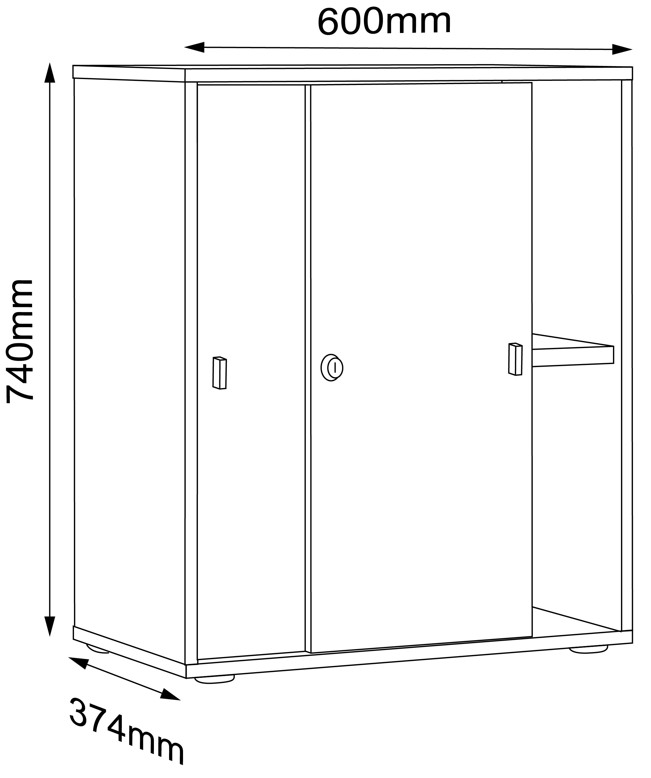 VCM Holz Büroschrank Ordner Aktenschrank Büromöbel Schrank Salia 2-fach Breite 60 cm Schiebetüren