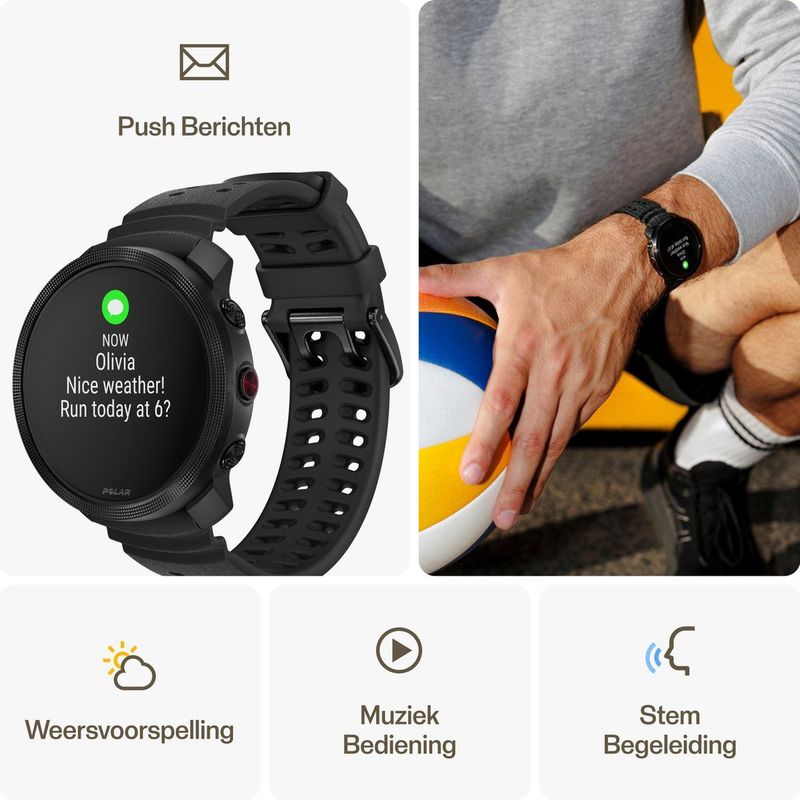 Vantage - M3 - Smartwatch - Zwart - Roestvrijstaal - Krasbestendig Glas