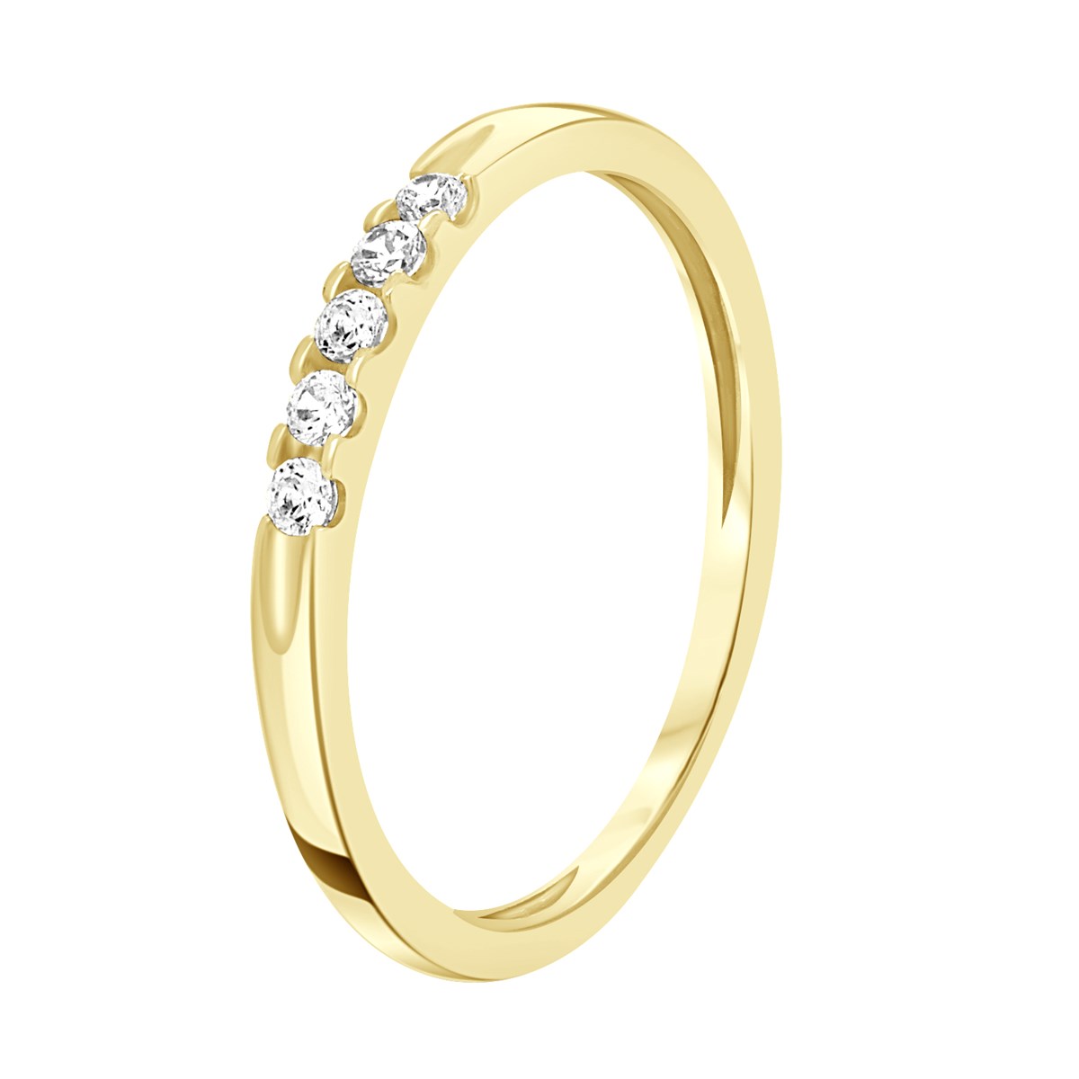 Bague Alliance serti D'Oxydes de Zirconium - Sertis Griffes - Or Jaune