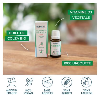 VITAMINE D3 VÉGÉTALE 1000 UI - ÉNERGIE ET IMMUNITÉ - 15 ML