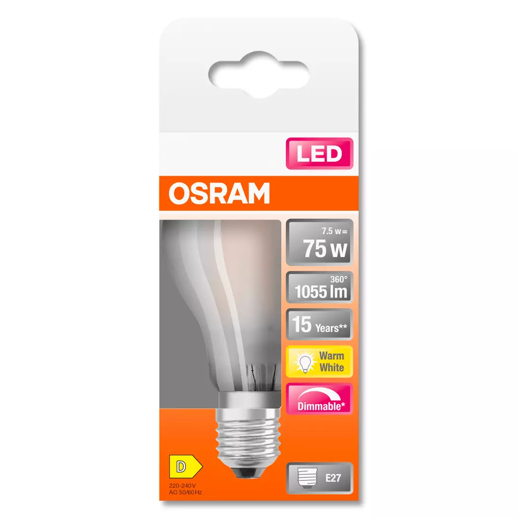 LED-Birne E27/7,5 Watt/Energie D