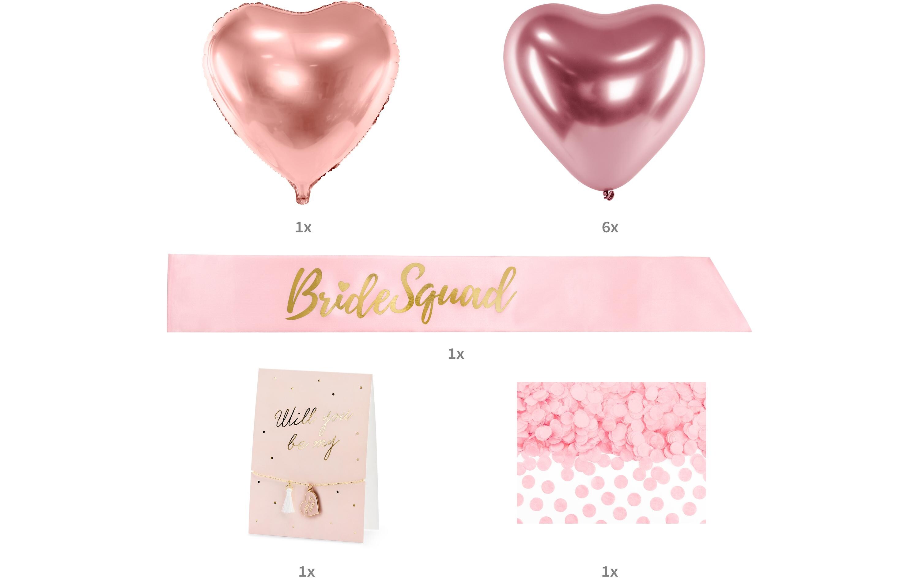 Partyset Bride Squad Mix 10 Stück, RosaZubehörset für Brautjungfern