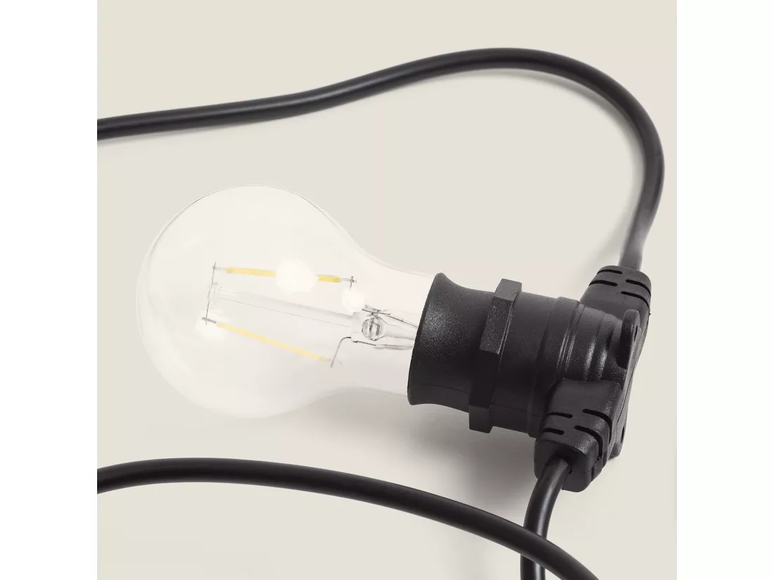 Kit Guirlande Lumineuse Extérieure IP44 5m Noire + 5 Ampoules Filament LED B22 6W G95 3000K Blanc chaud
