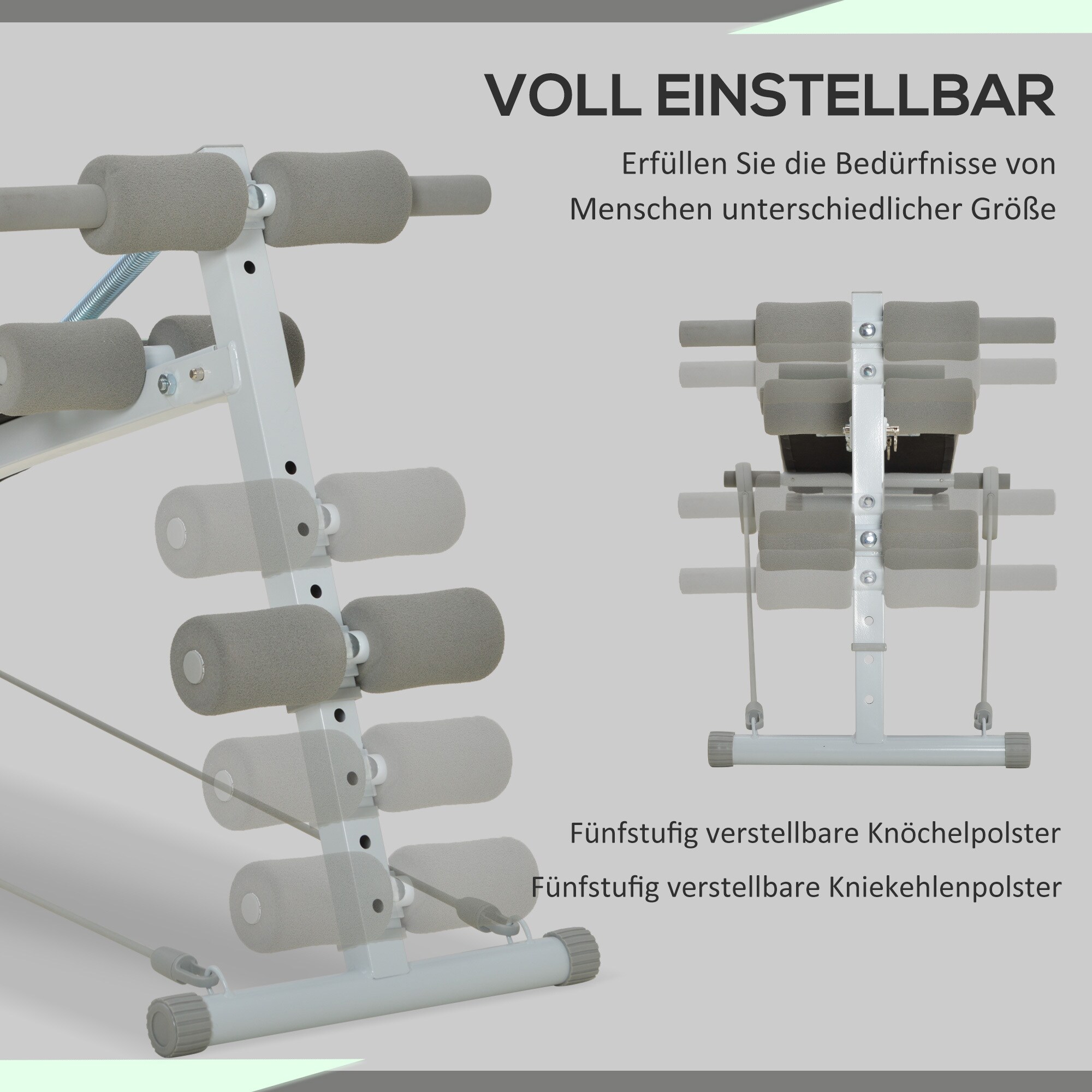 SPORTNOW Sit-up-Bank im Klappdesign grün 51L x 137B x 50-66H cm