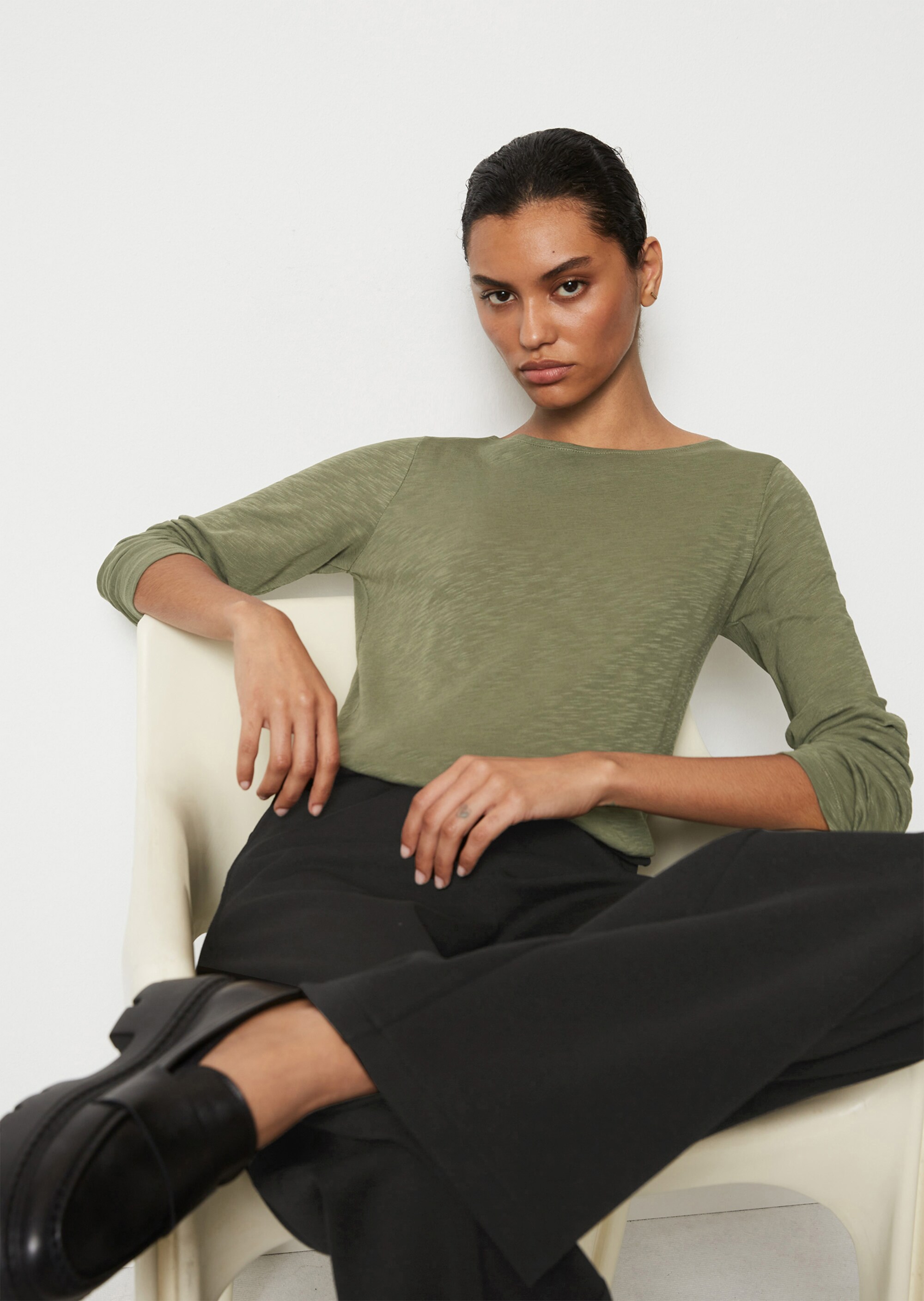 Longsleeve regularaus Slub Jersey