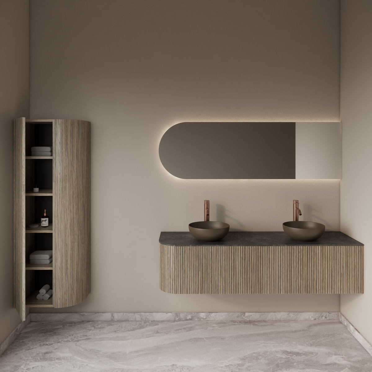 Gliss Design Alluro kolomkast 160cm met ronding rechts corn silk