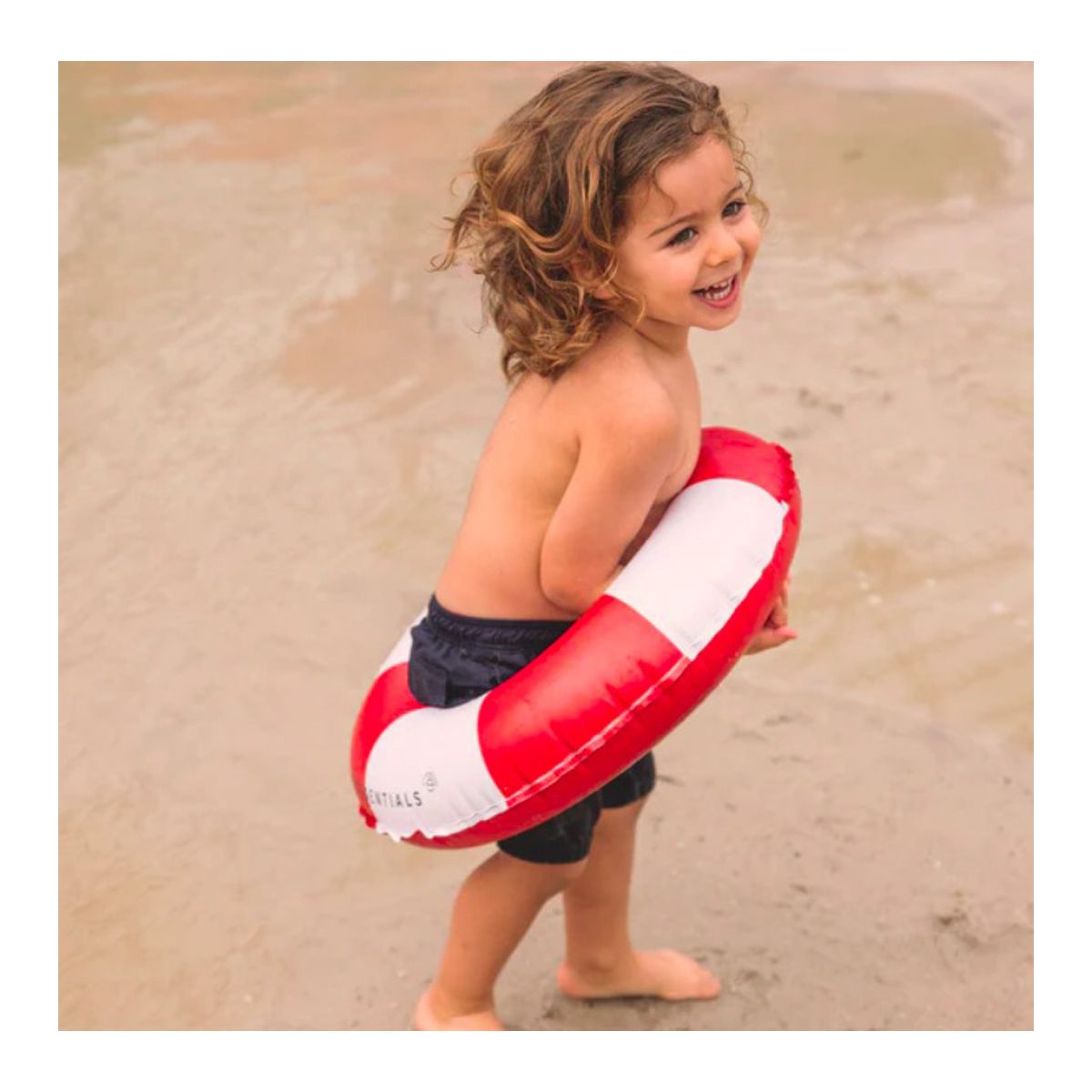 Bouée gonflable rayée rouge blanc 55 cm Swim Essentials