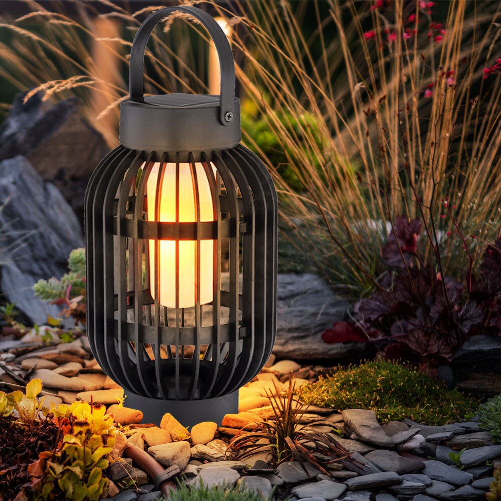 LED Solarleuchte, schwarz, Feuereffekt Höhe 72,5 cm