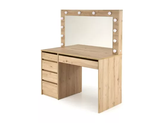 Coiffeuse design à led + miroir couleur chêne Bromo