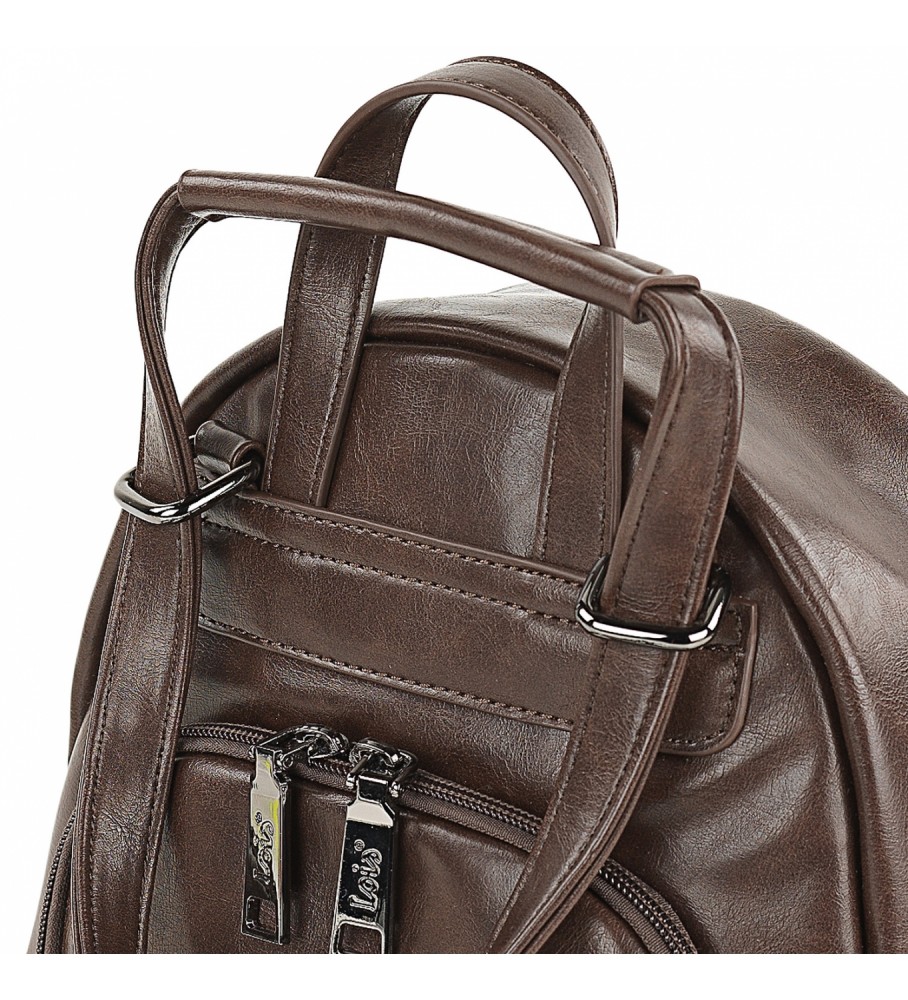 Mochila antifurto Lois marrom - 23x27x11cm -