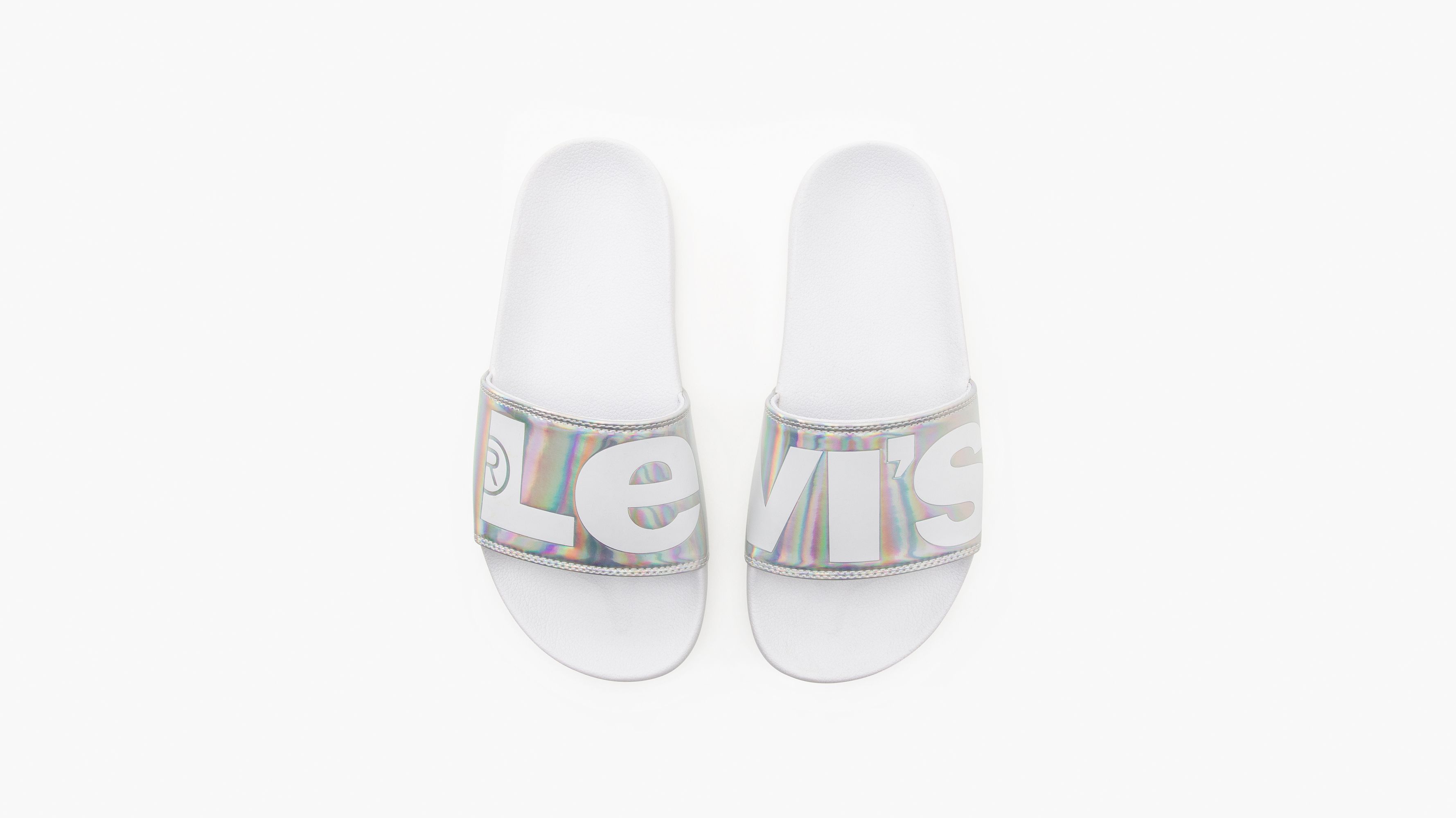 Claquettes June - Silver - Blanc
