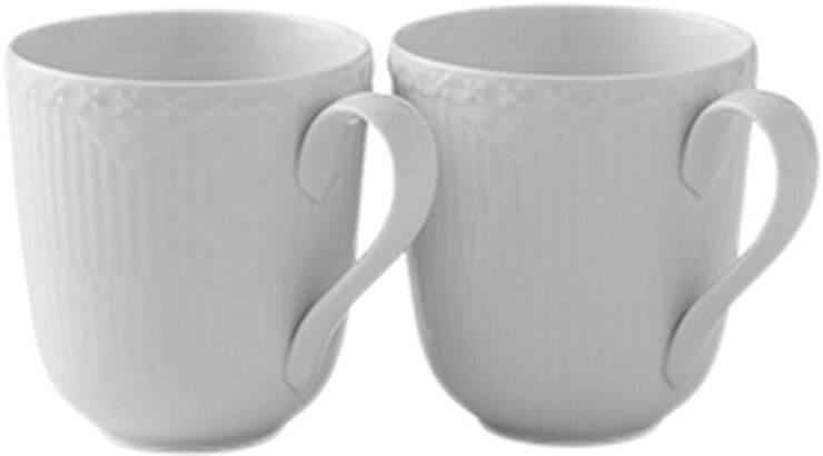 Royal Copenhagen Hvid Riflet Halvblonde krus 28 cl 2pak Hvid
