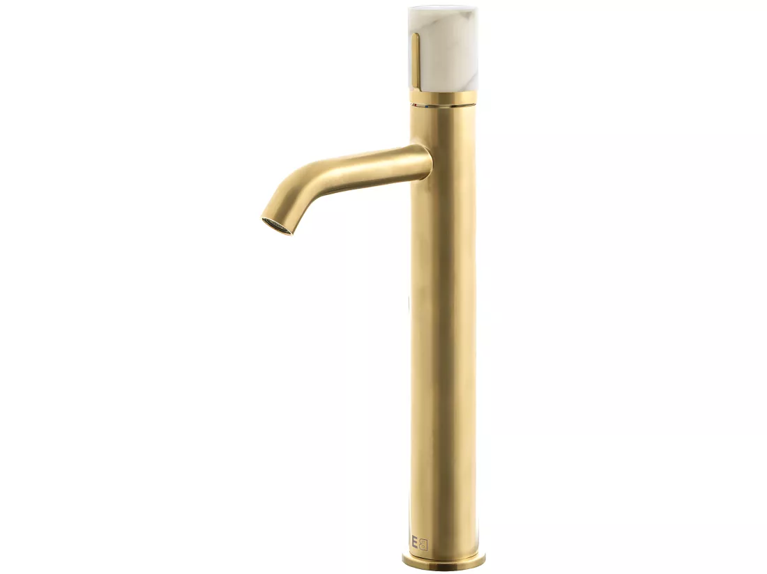 Manopola mitigeur lavabo haut or brossé marbre - Essebagno