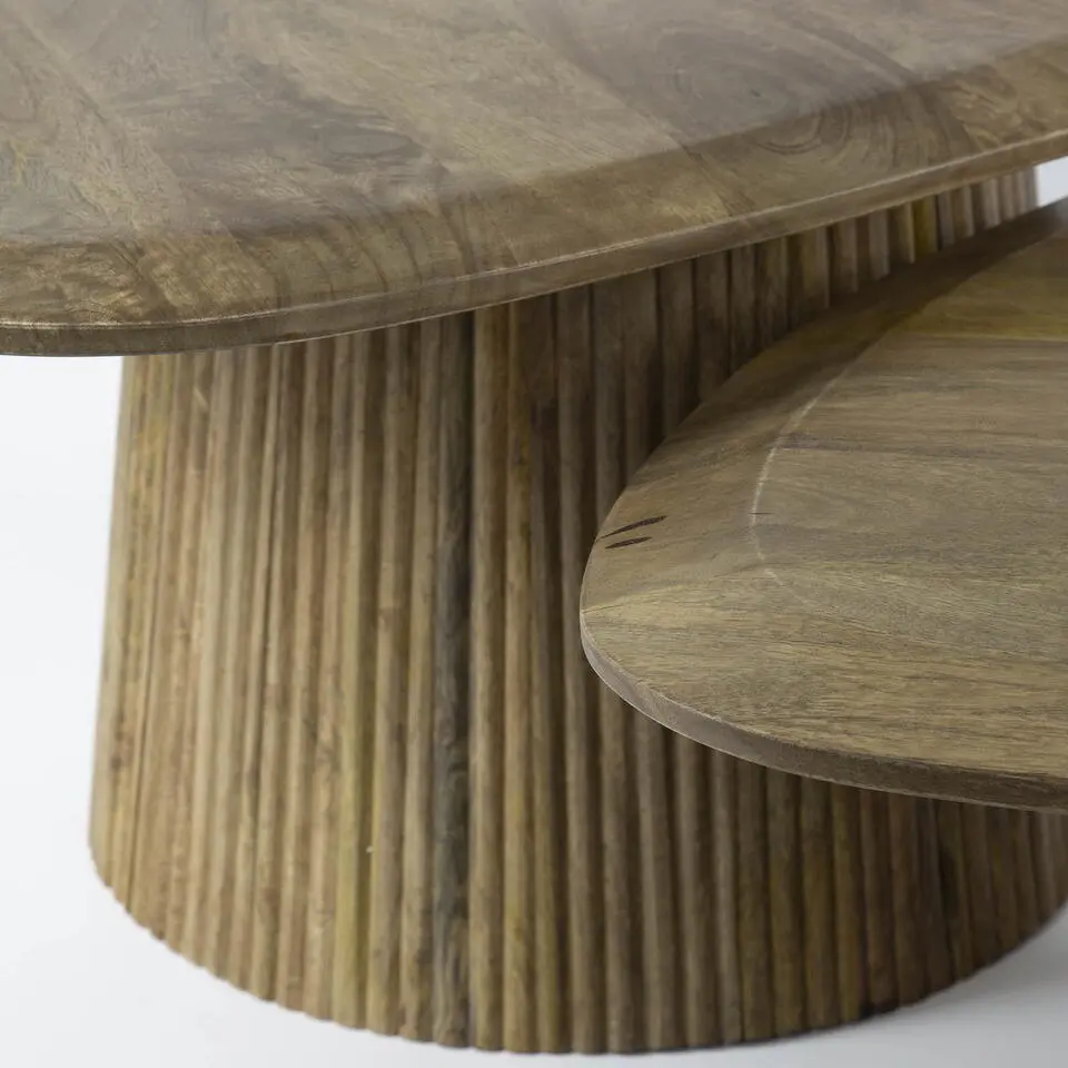 Salontafel Naturel Mangohout - Set van 2 - 93x72x43cm - Wave