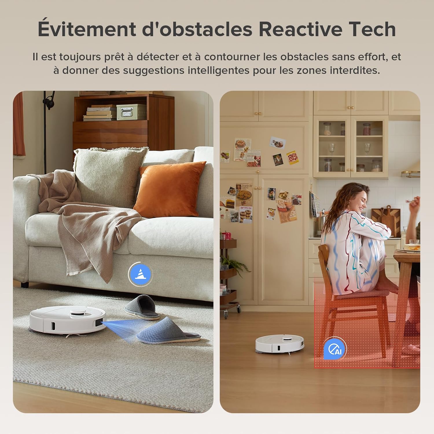 roborock QV 35A Aspirateur Robot Laveur, 8000Pa HyperForce, Station Multifonctionnelle, Serpillière Rotative 200 TR/Min & Relevable 10mm, Anti-enchevêtrement, Évitement d'obstacles, Cartographie, APP