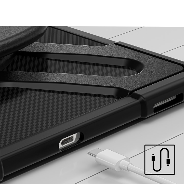 Samsung Galaxy Tab S10 Ultra / Tab S9 Ultra Hybrid Outdoor Silikon Case Hülle mit Aufsteller und S-Pen Halterung - Schwarz