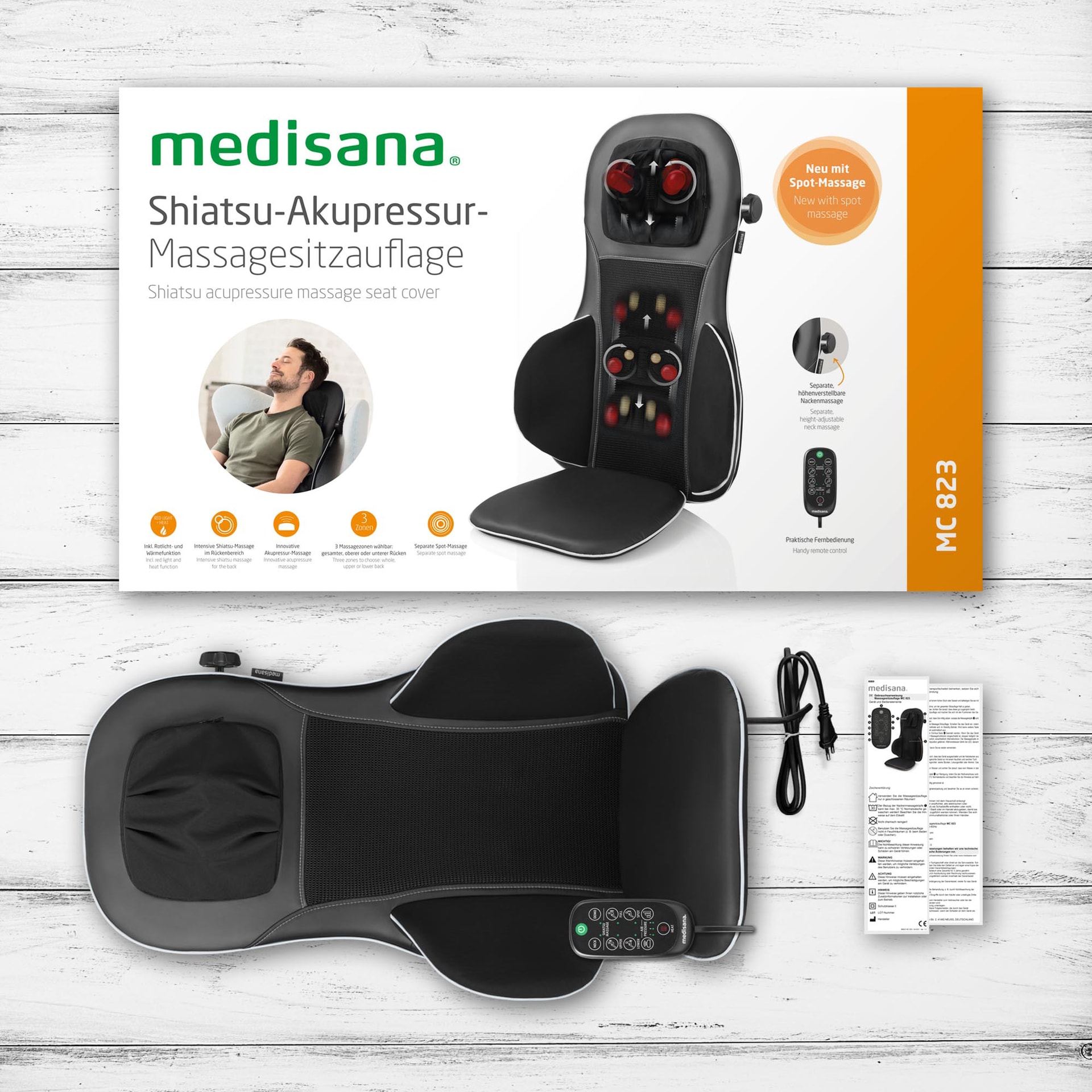 medisana Shiatsu-Massagesitzauflage MC823 schwarz