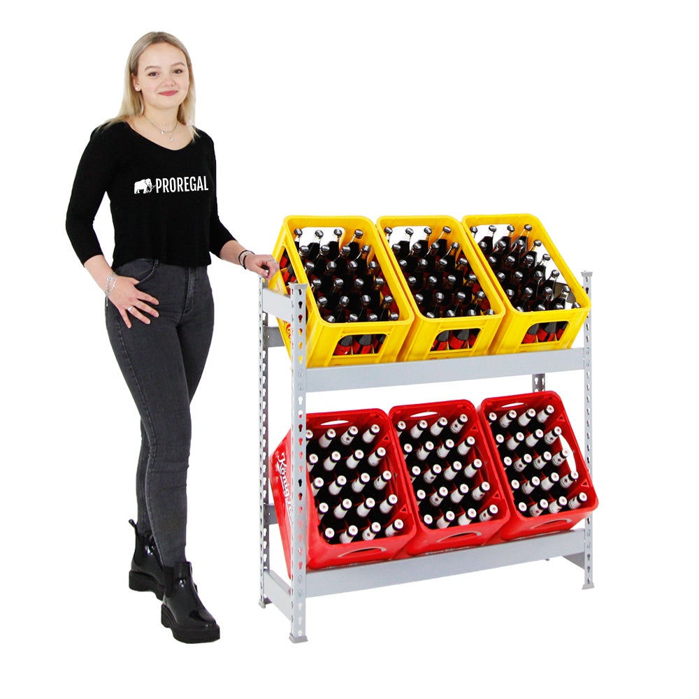 PROREGAL Drankkratplank, Kameel, HxBxD 100 x 100 x 30 cm, Grijs