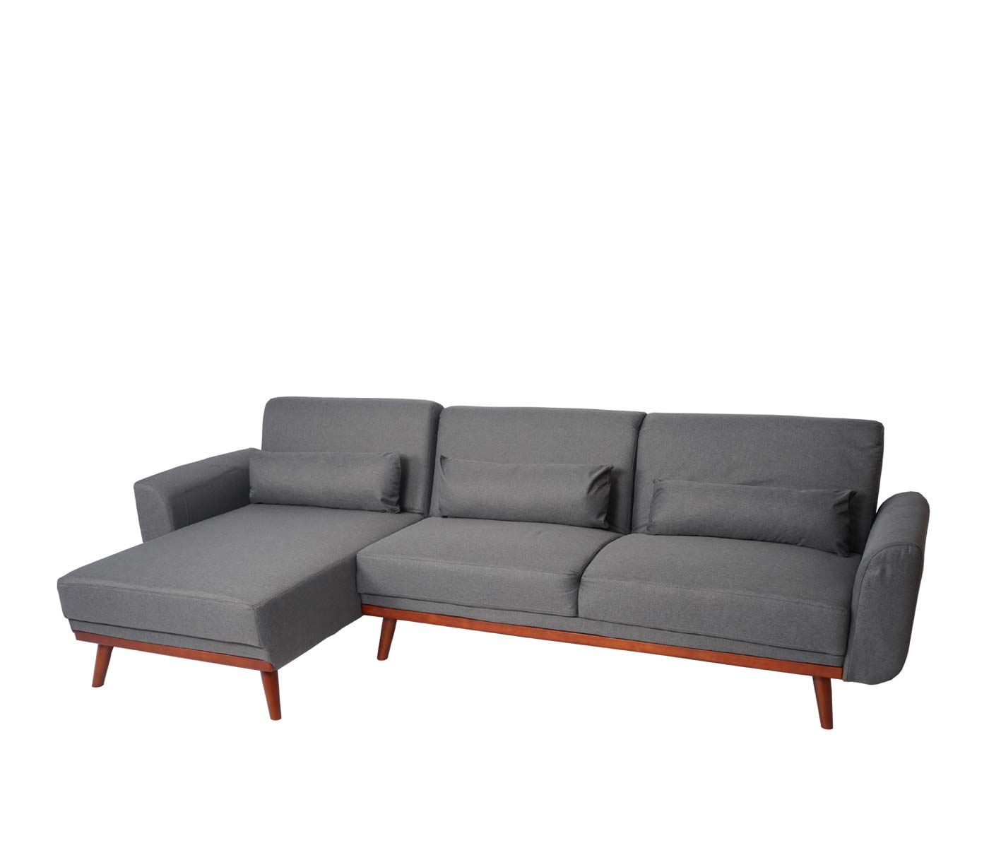 Sofa MCW-J20, Couch Ecksofa, L-Form 3-Sitzer Liegefläche Schlaffunktion Stoff/Textil 280cm ~ anthrazit-grau