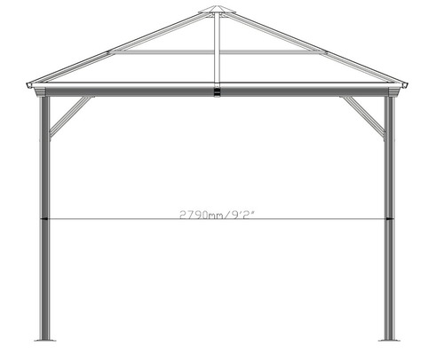 SOJAG Verona 10x10 paviljoen met klamboe 279 x 279 cm antraciet