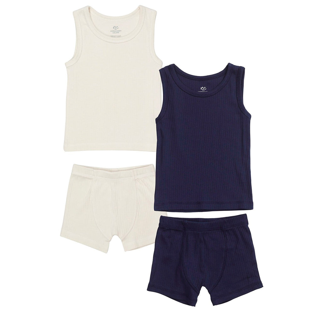 Køb COPENHAGEN COLORS Navy/ Cream Comb. Kick Rib Jersey 2Pack Tank-Top og Boxershorts