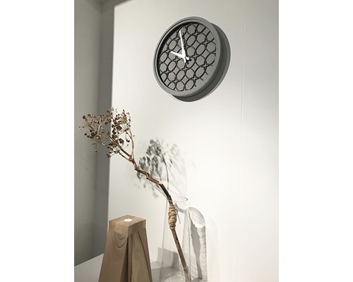 Wandklok van polyresin en hout, grijs, Ø 39 cm