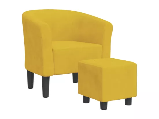 Fauteuil cabriolet avec repose-pied jaune velours