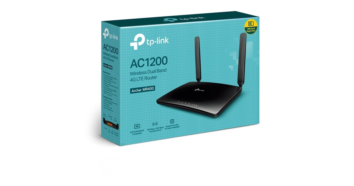 TP-LinkAC1200 Draadloze Dual-band 4G-LTE-router Archer MR400 wlan lte router  (micro-SIM | Mifi | zonder accu)