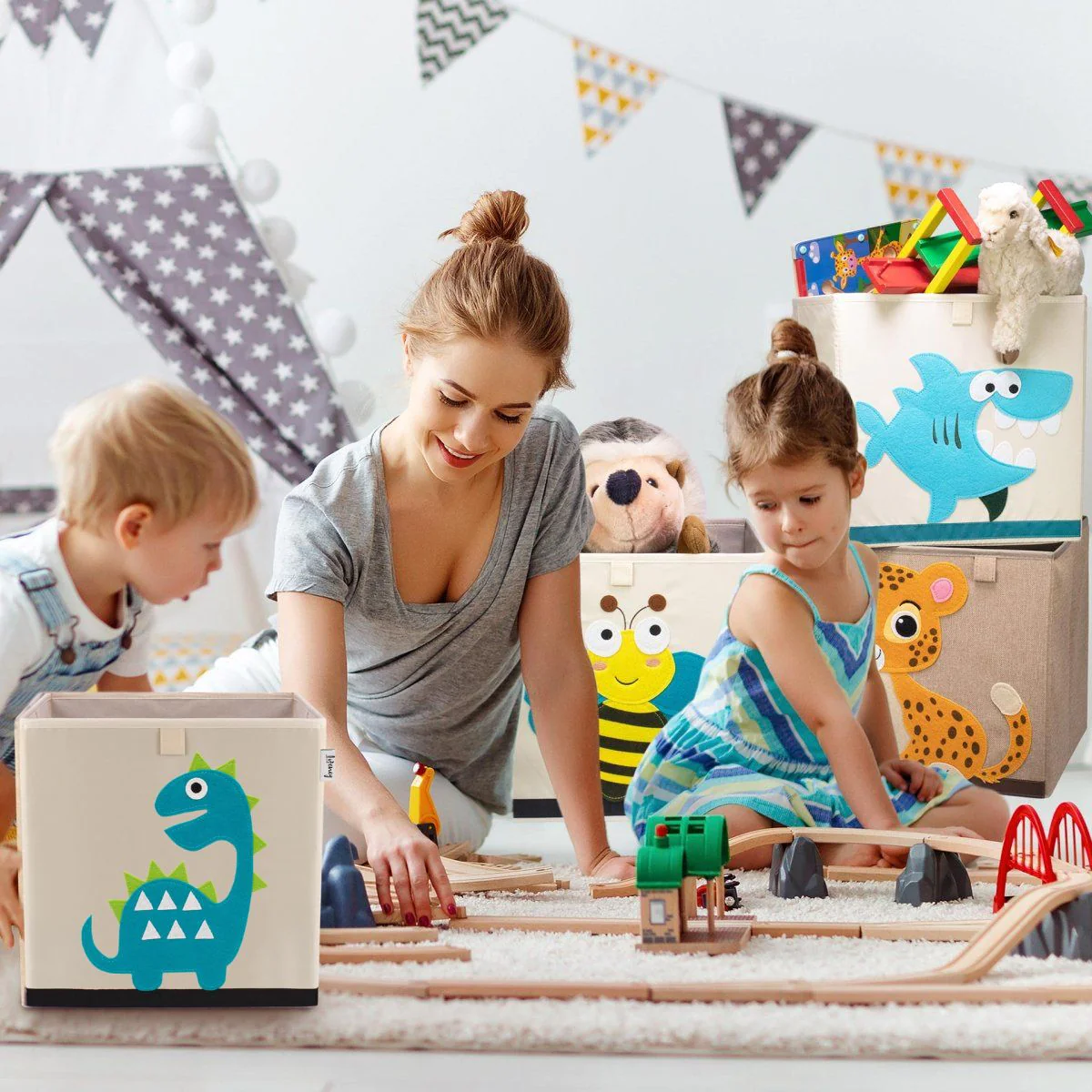 Boîte de rangement en tissu pour enfant dinosaure diplodocus compatibl